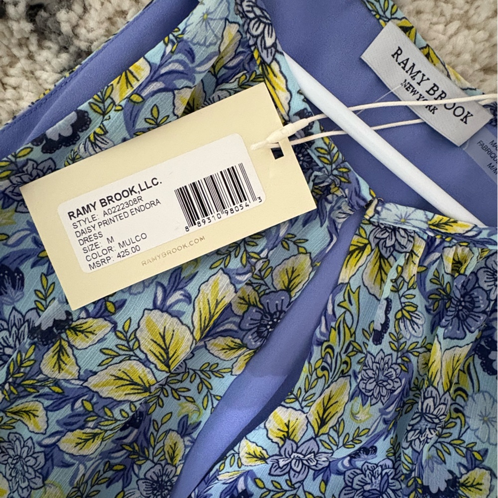 Ramy Brook Blue and Green Pleated Smocked Sundress - Picture 4 of 4